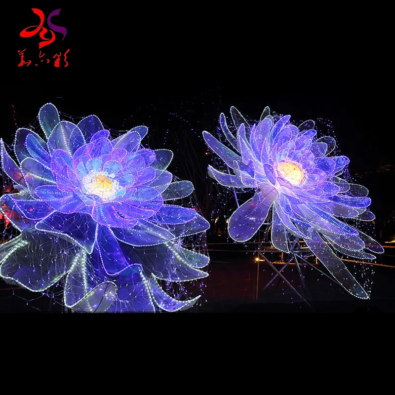 Outdoor-Großhandel festliche Weihnachten über Straße führte Dekoration Motiv Lichter 3D beleuchtete Lotus Blumen Beleuchtung