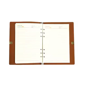 Retro diário escritório negócios elástico PU superfície de couro logotipo personalizado simples A5 capa dura folha solta caderno