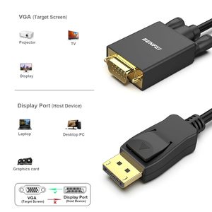 BENFEI <strong>DisplayPort</strong> to <strong>VGA</strong> 15 Feet Cable Uni-Directional DP <strong>DisplayPort</strong> Computer to <strong>VGA</strong> Monitor Cable Male to Male
