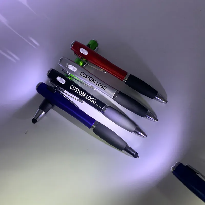 Nouveau design 3 en 1 stylo led publicitaire personnalisé en plastique avec logo