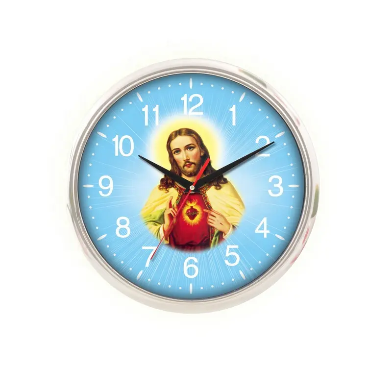 12 pouces prière religieuse l'église style horloge murale décorative en plastique