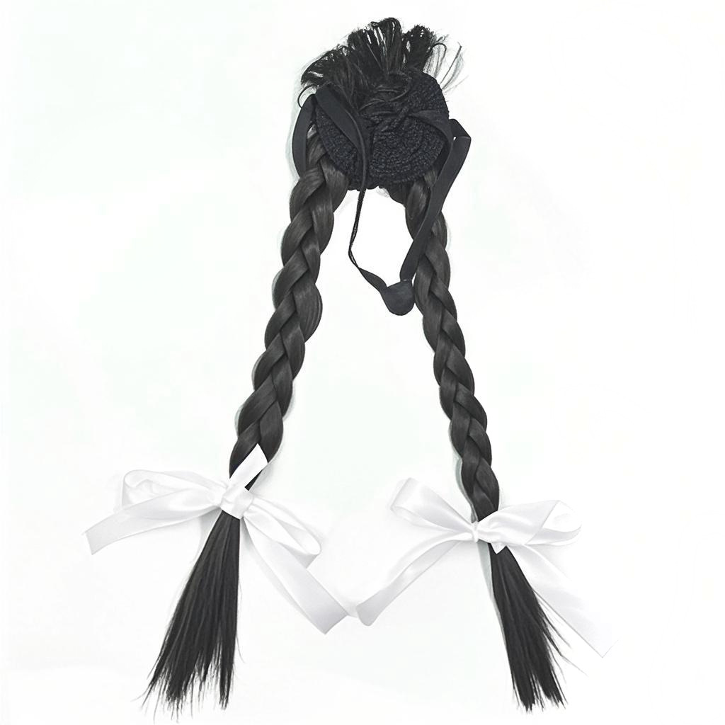 Ruban noir naturel double tresse d'oie