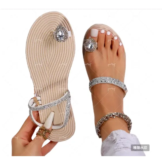 2023 Chanclas de playa moda mujer verano sandalias señora diamante chanclas zapatillas mujer Zapatillas Femmes