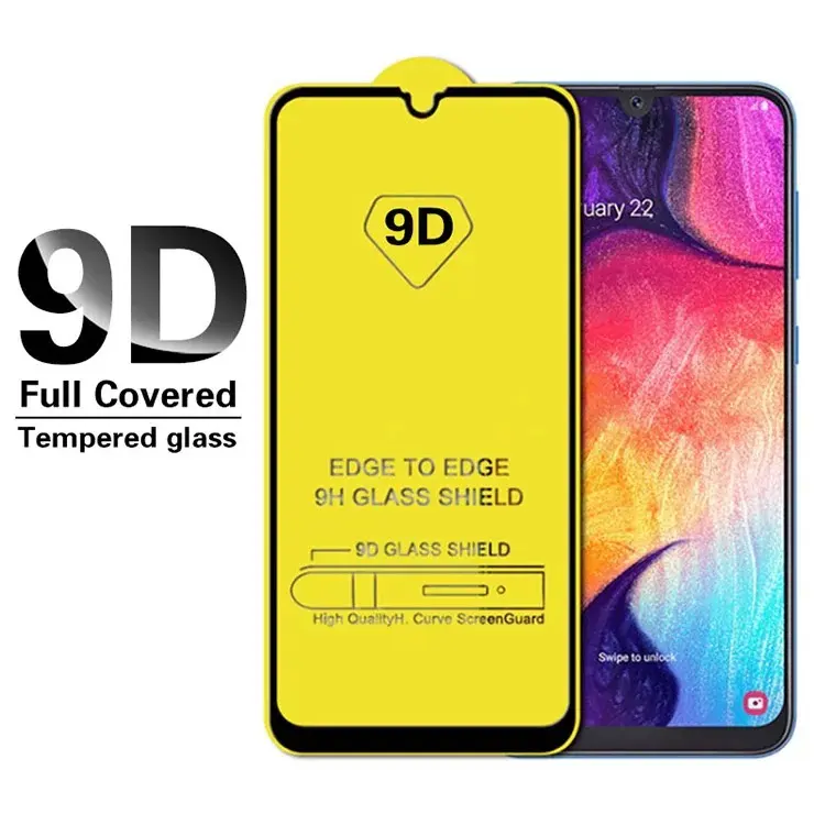 Prix usine 9D 2.5D couverture de colle complète verre trempé pour iPhone Samsung Infinix Itel Tecno téléphone protecteurs d'écran anti-rayures