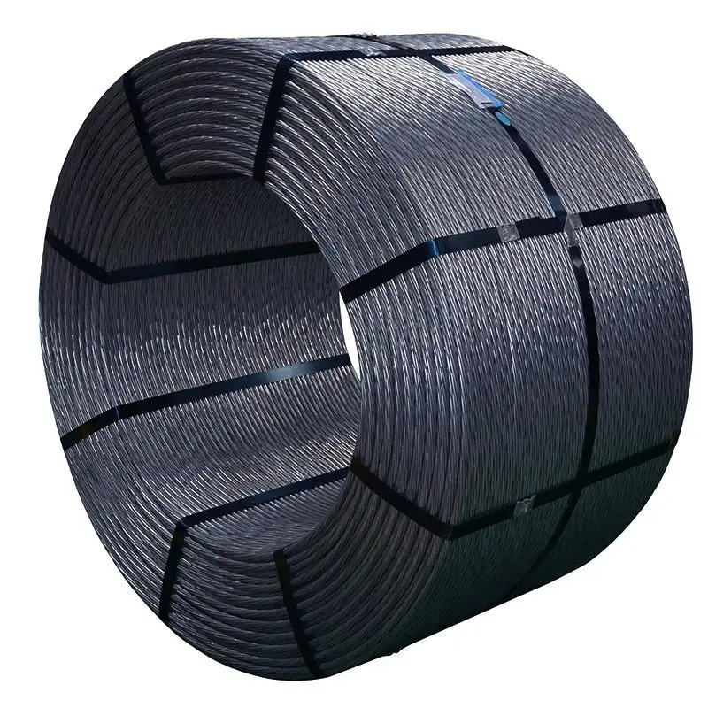 En çok satan galvanizli çelik tel halat ASTM A416 1*7 9.6mm 12.7mm çelik kablo karbon çelik Strand