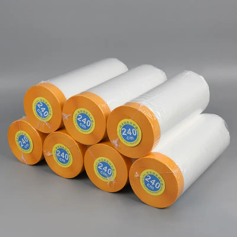 Pre-Taped Masking Film Plastic Automotive Auto Painting Pre Taped Masking Film With Tape For Car Painting