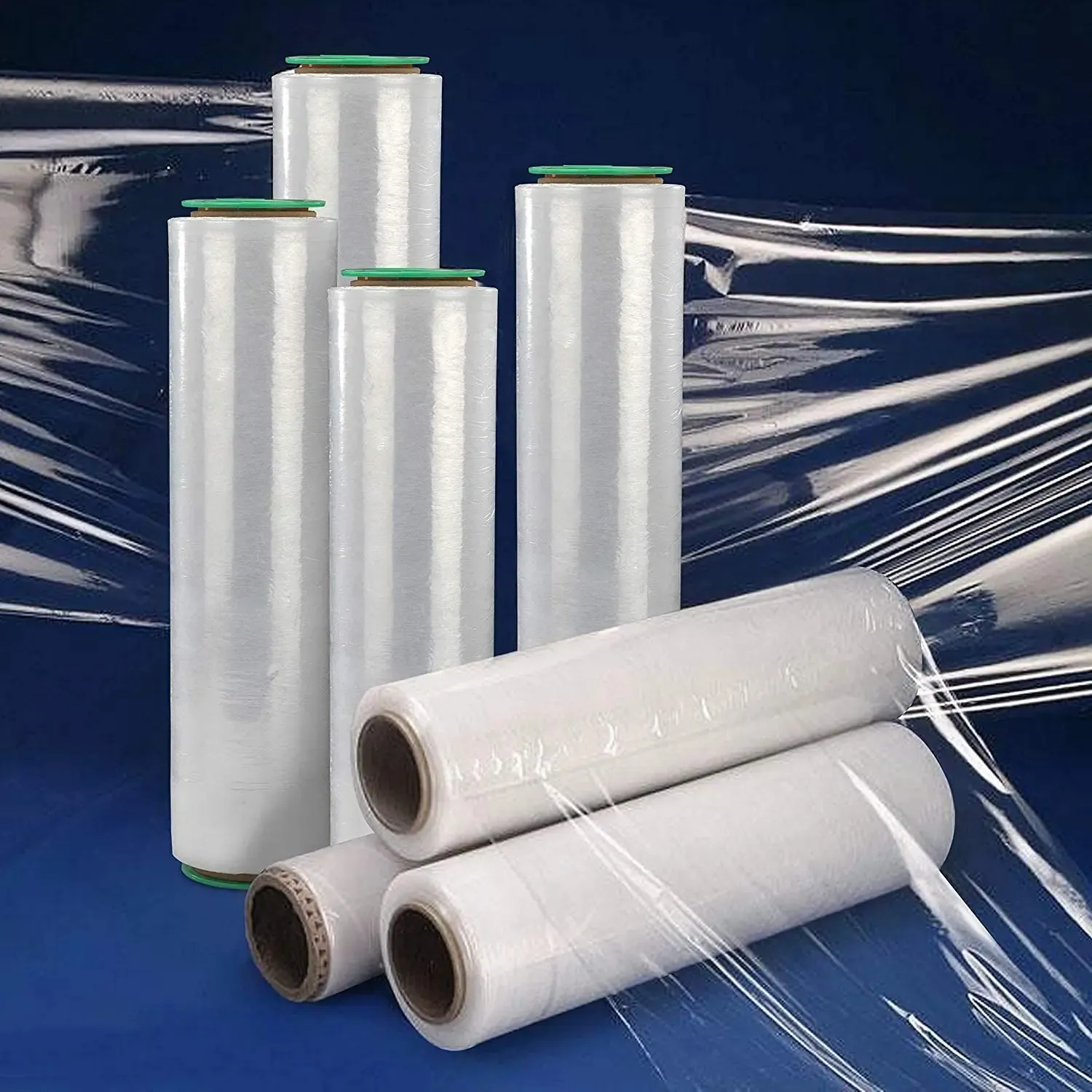 Ome Plastic Pe Protective Strech Cling Wrapping Hood Film Elasticizzato Lldpe Pallet Hand Stretch Wrap Jumbo Roll Film