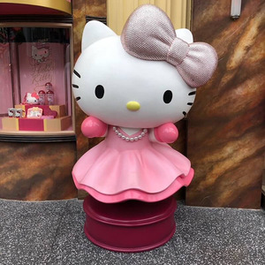 Personalizzazione della fabbrica cartone animato in fibra di vetro resina <span class=keywords><strong>Hello</strong></span> <span class=keywords><strong>Kitty</strong></span> ruolo statuetta all'aperto grande giardino statua - Product Image 2
