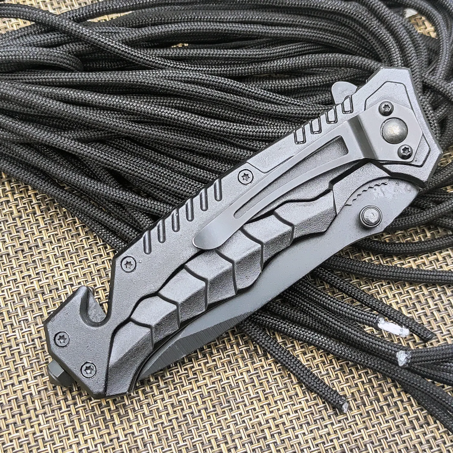 Dobrável Sobrevivência Faca De Aço Inoxidável Caça Tactical Outdoor Survival Kit Navy Seal Cutter Glass Breaker Faca Portátil