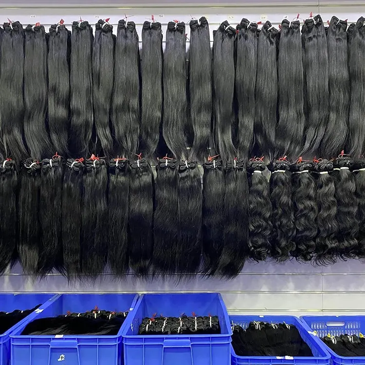 Fornitori di fasci di capelli intatti per cuticole vergini vietnamite non lavorate alla rinfusa a doppia trama grezza tempio indiano extension di capelli umani