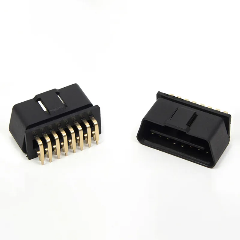 12V 24V plastica dritto 90 gradi OBDII oro maschio femmina OBD2 spina SMD saldatura ad angolo retto auto OBD J1962 connettore per montaggio su PCB