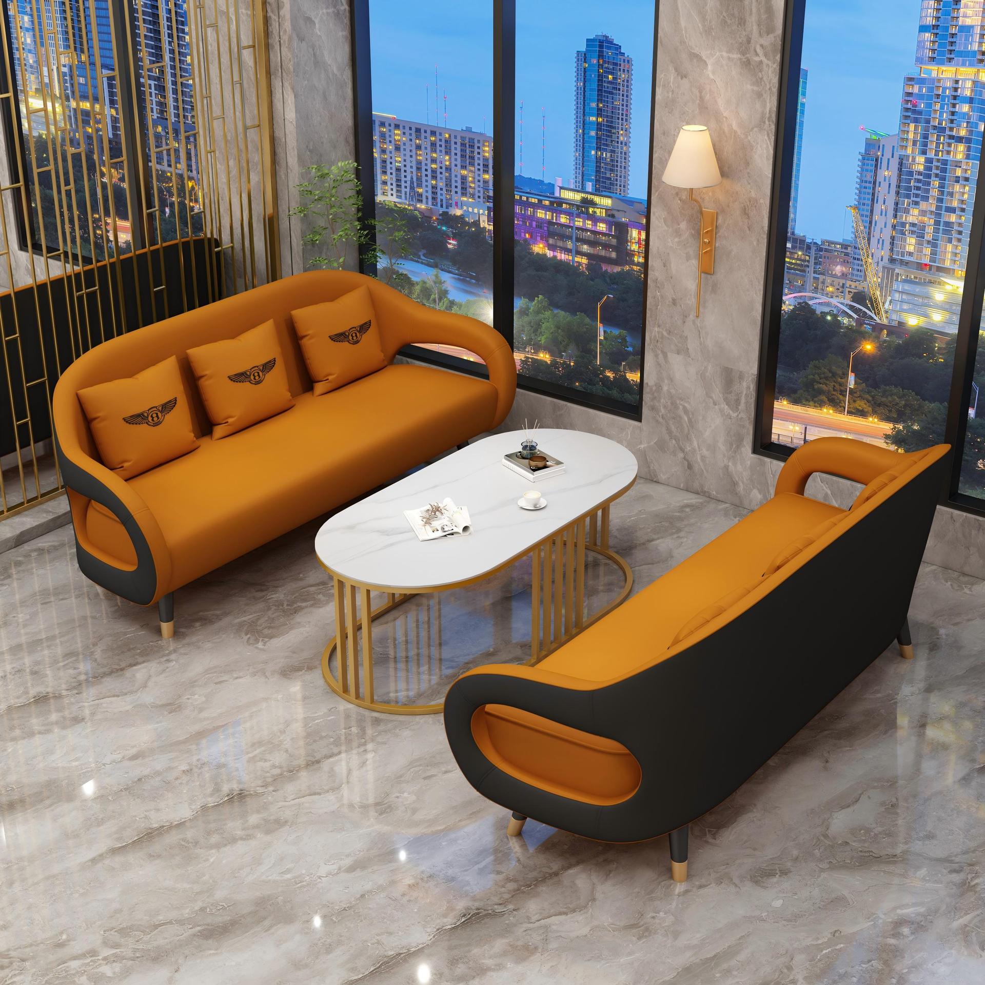Three-person coffee table (orange and black)