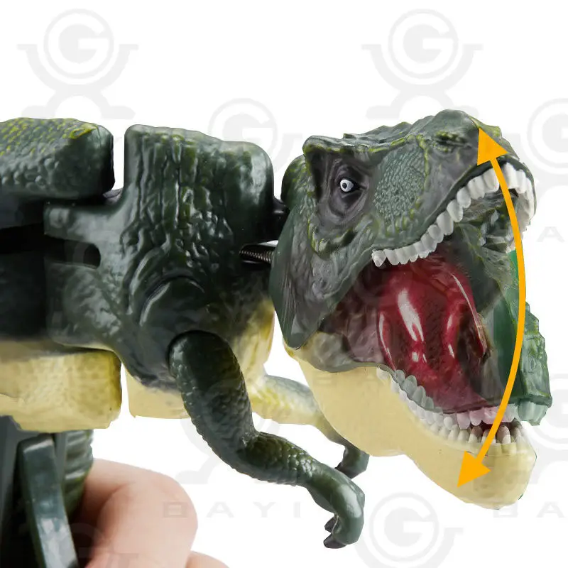ปืนไดโนเสาร์กดยืด T-Rex Dino ของเล่นขยับหัวและหางจำลองมือ Grabber ของเล่นไดโนเสาร์โกรธ