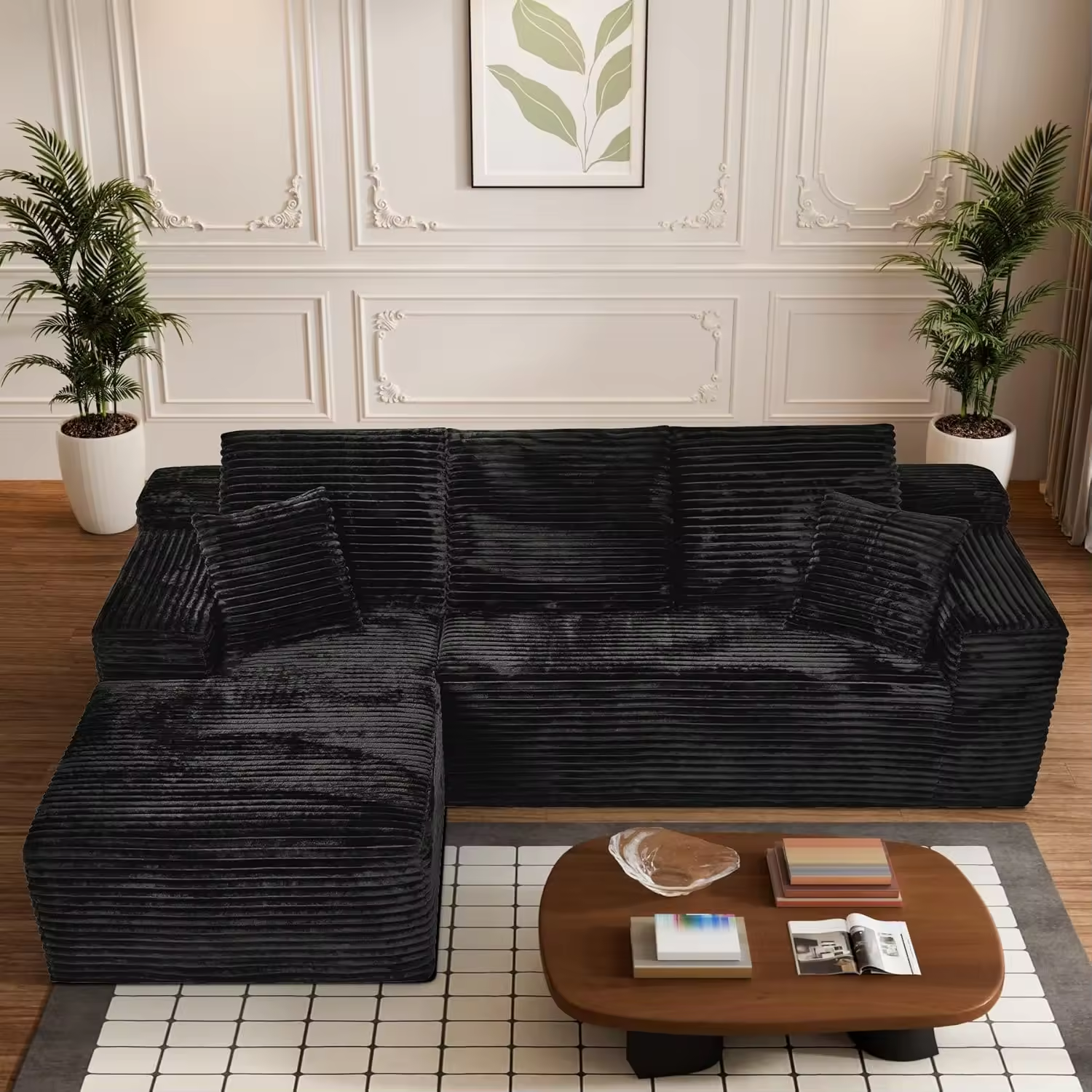 Black-left-facing Chaise