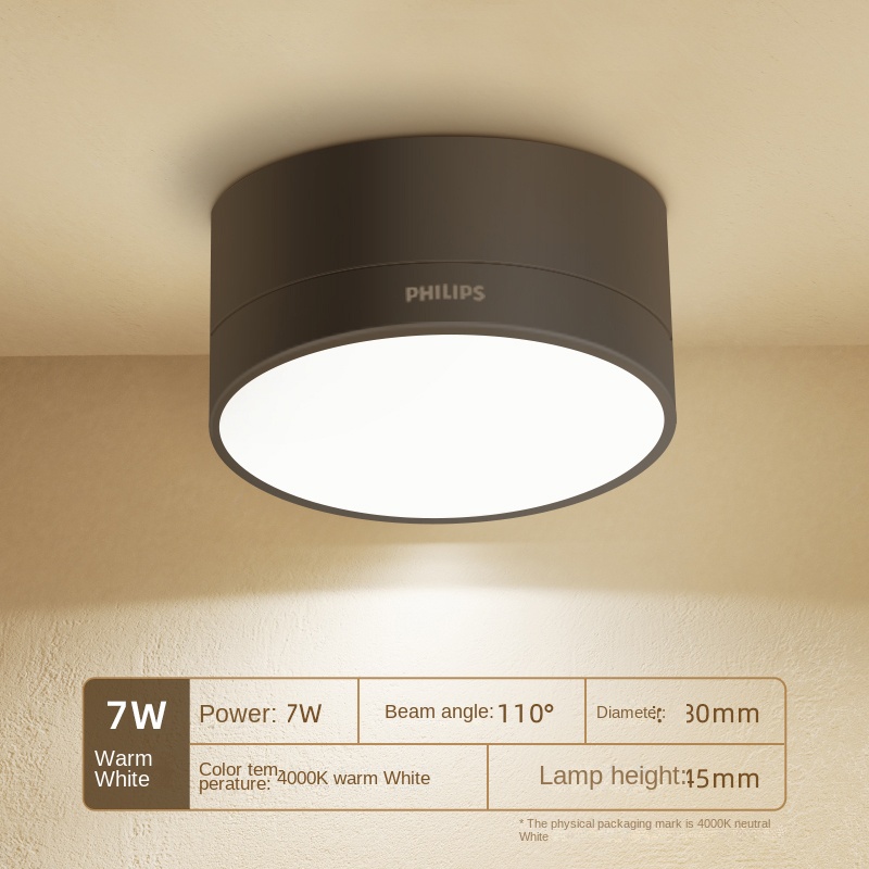 7W negro Luz blanca cálida