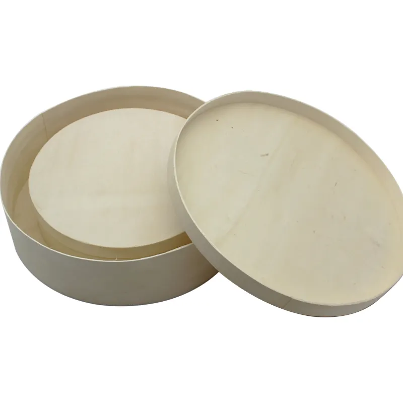 Caja redonda de madera de álamo sin terminar, cajas de madera de álamo para pastel de queso