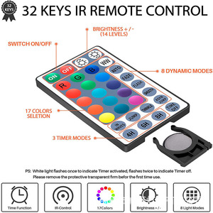 Cadena de lámpara de alambre de cobre LED de 16 colores IP65 impermeable iluminación decorativa de Navidad batería Control remoto para patio al aire libre - Product Image 5