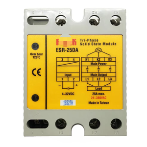 Three Phase Three Control Solid-state Relay ESR-25DA <strong>Input</strong> 4~32VDC <strong>Output</strong> 24~380VAC Zero Cross Switching Rated Current25A - Product Image 1