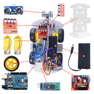 Smart Robotic Small Vier-Wege-Tracking Hindernis vermeidung Bluetooth Maker Education Kit 4WD Programmier bares DIY Robot Electronic Kit - Product Image 4