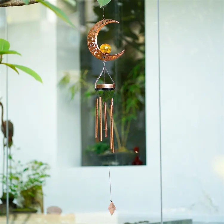 Lámpara de paisaje Solar de hierro, carillón de viento colgante para jardín al aire libre, regalo de comprensión, luz de viento conmemorativa para mamá y abuela