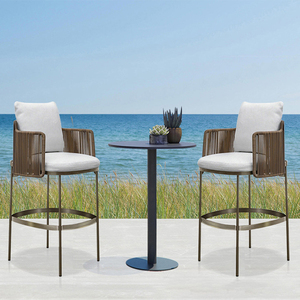 Bắc Âu <span class=keywords><strong>Bar</strong></span> Ghế Đồ Nội Thất Ngoài Trời Patio Nhà Hàng Home <span class=keywords><strong>Bar</strong></span> Counter Hight Chân Ghế PE Mây Vườn Thanh Phân Nhà Sản Xuất - Product Image 4