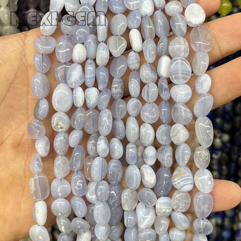 Natural Blue Lace Agate Nugget Beads