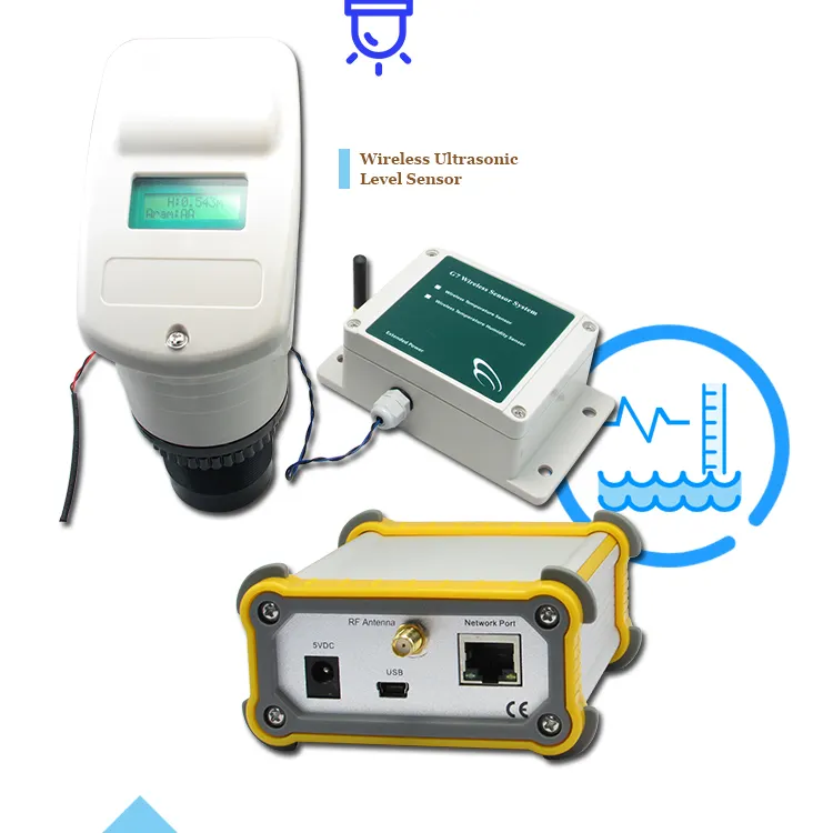 Nuevo diseño de alarma inalámbrica sensores de la industria ultrasónica controlador de nivel de tanque de agua inalámbrico sistema de monitoreo remoto