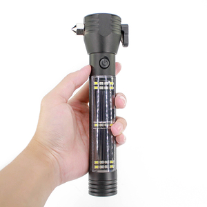 Outdoor LED Multi Funcional Lanterna Tática Camping Emergência Auto-Defesa USB & Solar Carregamento Alumínio Liga Impermeável