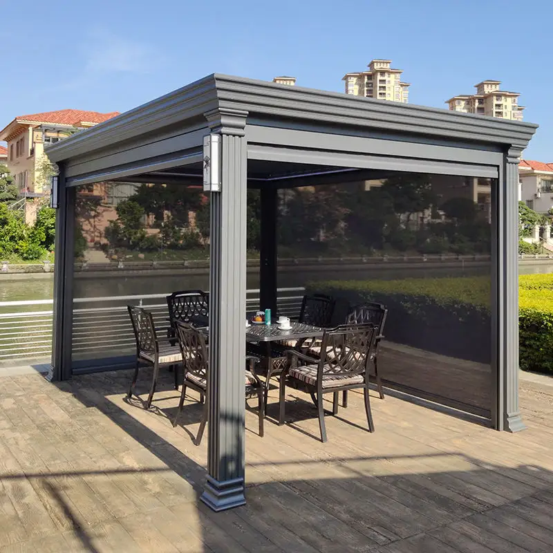 Aangepaste Waterdichte Schuifdak Elektrische Aluminium Outdoor Intrekbare Gemotoriseerde Pergola Luifel