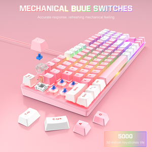 ONIKUMA G26+CW916 Blue Switch Mechanical <strong>Keyboard</strong> and Mouse Set 89 Keys Pink White Gaming <strong>Keyboard</strong> Mouse Combo for Girls Gamer - Product Image 5