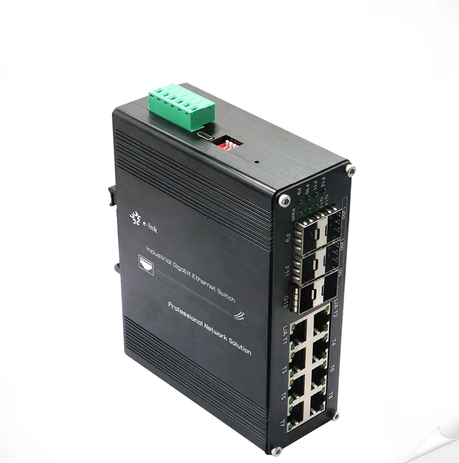 อุตสาหกรรม L2 8 พอร์ต + 4 พอร์ต 1GSFP + 2 พอร์ต 10G SFP สวิตช์เครือข่าย Gigabit ที่จัดการได้สําหรับเราเตอร์ WiFi
