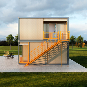 Factory Custom Gute Qualität Low Cost Fertighaus 2-stöckig 4 in 1 Flat Pack House Stahlrahmen Container haus mit Außentreppe