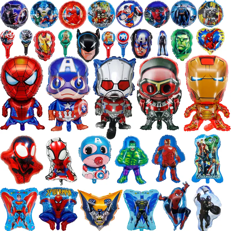 New Spider Man Super Hero Foil Balloon Personagem de Mão Vara Super Man Capitão Bat Helium Globos Para Decoração Do Partido