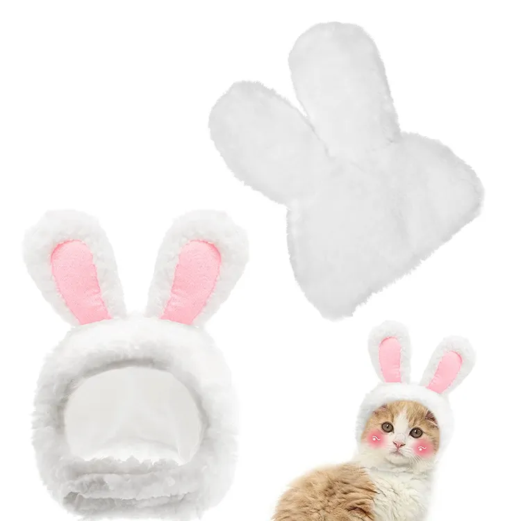 Diadema de felpa con Orejas de conejo para mascotas, accesorios de decoración para gatos y perros pequeños