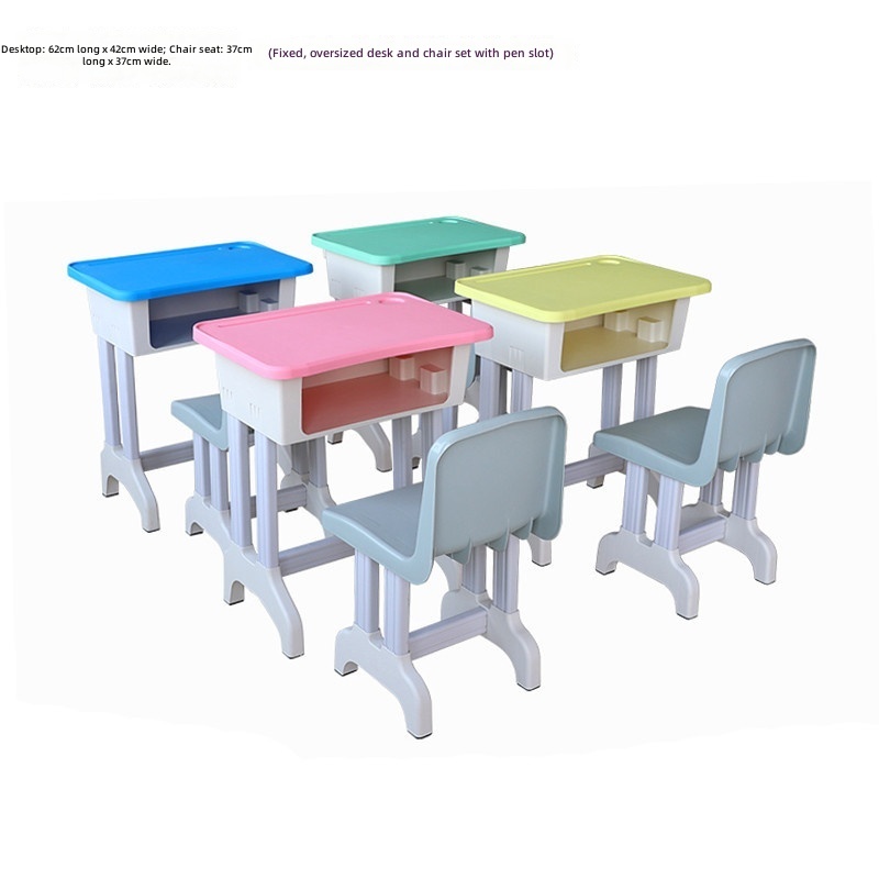 Fixed multi-color extra-large single desk with pen holder