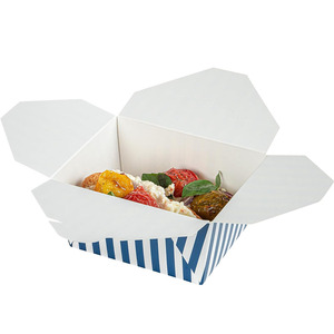 Gıda kapları dayanıklı paket kutuları tek kullanımlık çizgili kağıt 30 ons paket dikdörtgen teslimat götürmek gıda konteyner kutusu - Product Image 5