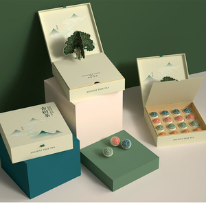 定制Logo印花弹出式树豪华批发空茶具纸板包装礼品盒茶 - Product Image 1