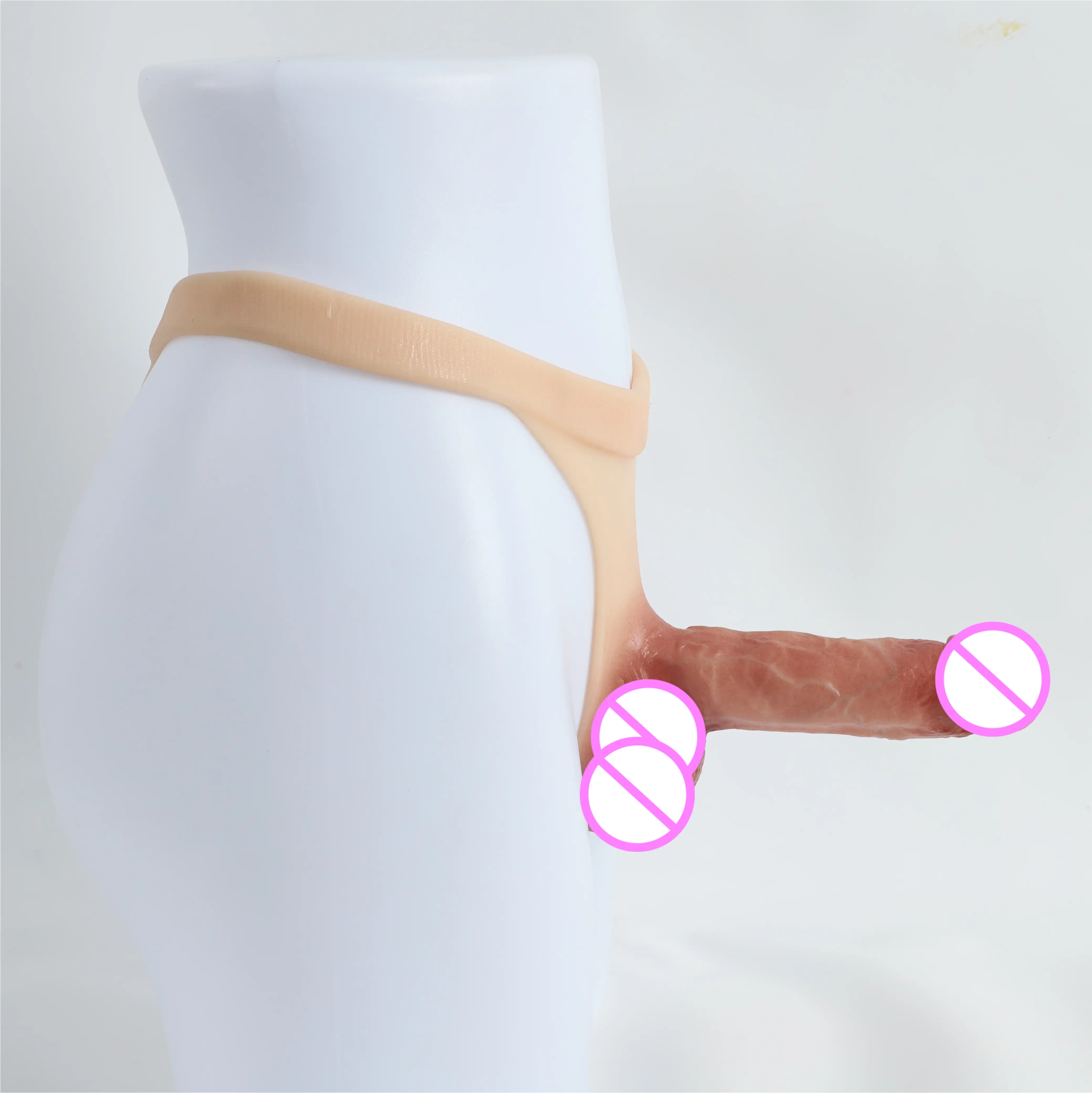 Calcinha com vibrador sexo lésbico dentro Mulheres Masturbação Wearable Strap Realista Sobre Dildo calcinhas pênis artificial para as mulheres