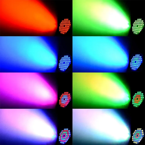 ไฟเวที LED RGB ควบคุมระยะไกลอัจฉริยะ18W/36W แหล่งกำเนิดแสงยูวีแหล่งสัญญาณเลเซอร์ IP65โหมดควบคุม DMX512พลาสติก DJ