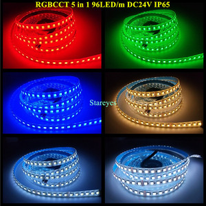 1ピースSMD50506096 <span class=keywords><strong>LED</strong></span>/m 5m RGBCCT 5 in 1 DC12V DC24VLEDストリップライトRGBCCT5in1色温度<span class=keywords><strong>LED</strong></span>テープリボン1パイ