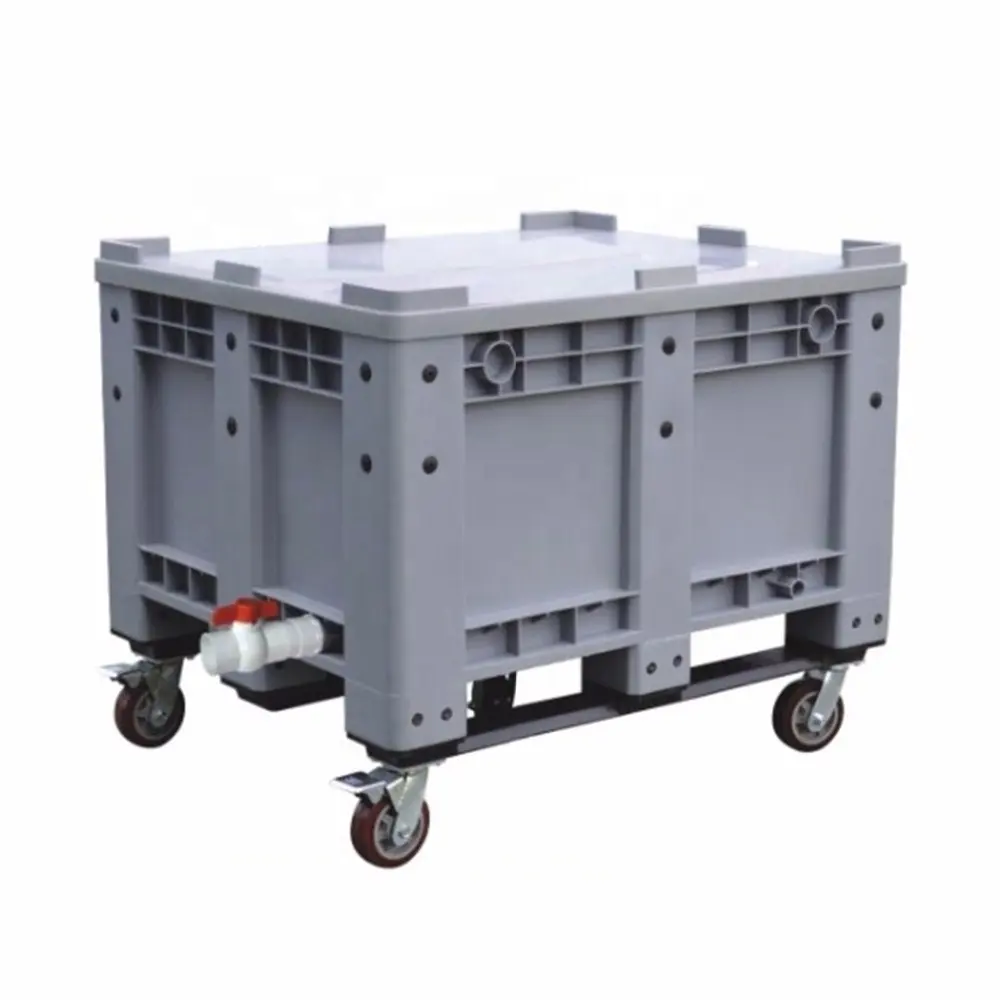 QS New Heavy Duty Plastic Pallet Box Cargo Storage Equipment Moving Container Transport Tote Industrial Solid Pallet Box