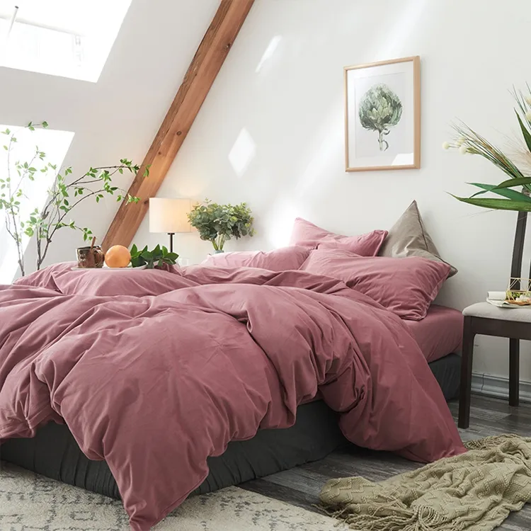 Juego de cama de terciopelo suave y elegante para invierno, sábana ajustada elástica y cómoda, fundas de cama de edredón de Color sólido Coral grueso