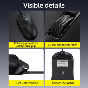 T-WOLF G580 cablato Mouse USB 4D silenzioso tracciamento ottico a LED retroilluminato per Desktop e Notebook portatile uso ufficio commerciale all'ingrosso - Product Image 6