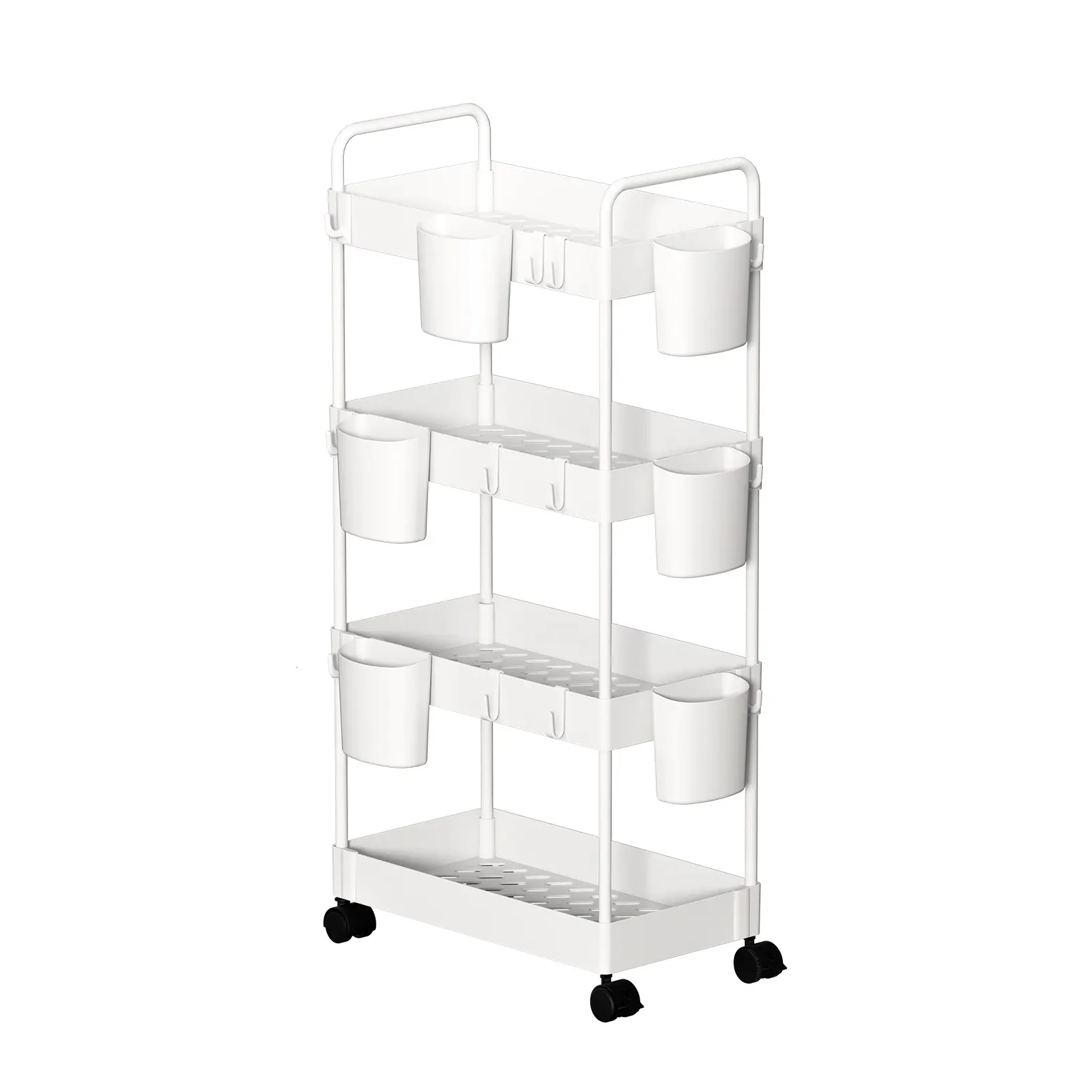 4 Tier Storage Holders Organizer Rack Multilayer Storage Utility Rolling Trolley Cart