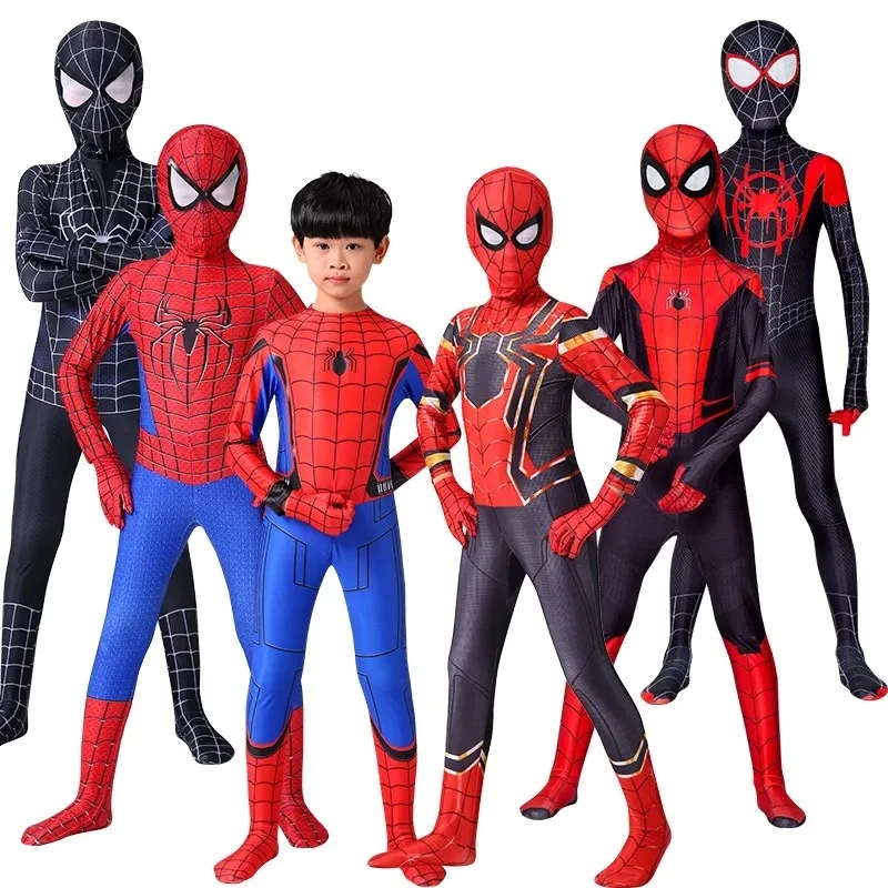 Disfraz de Spiderman de Iron Spider para niños y adultos, traje increíble de Spiderman millas para Halloween, traje de Peter Parker Zentai de superhéroe