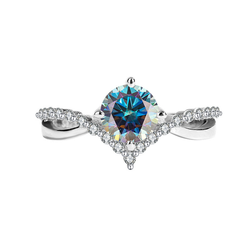 Moissanite arcobaleno 1CT placcato in oro bianco