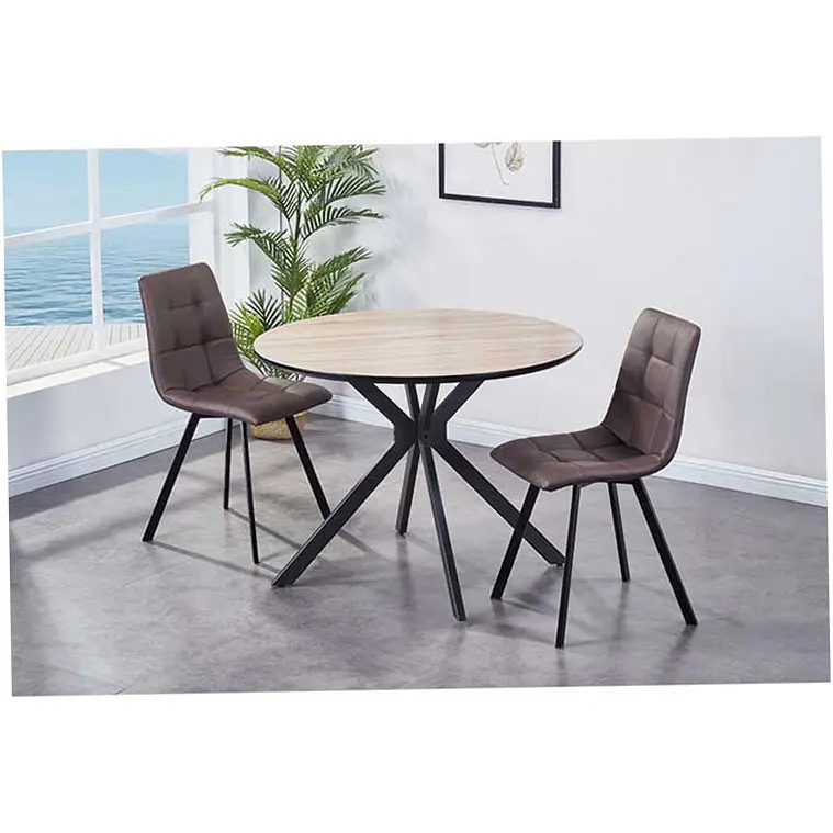 Mobiliário sala de jantar redonda, mesa de jantar 2 lugares pernas de metal mesa de café e cadeiras