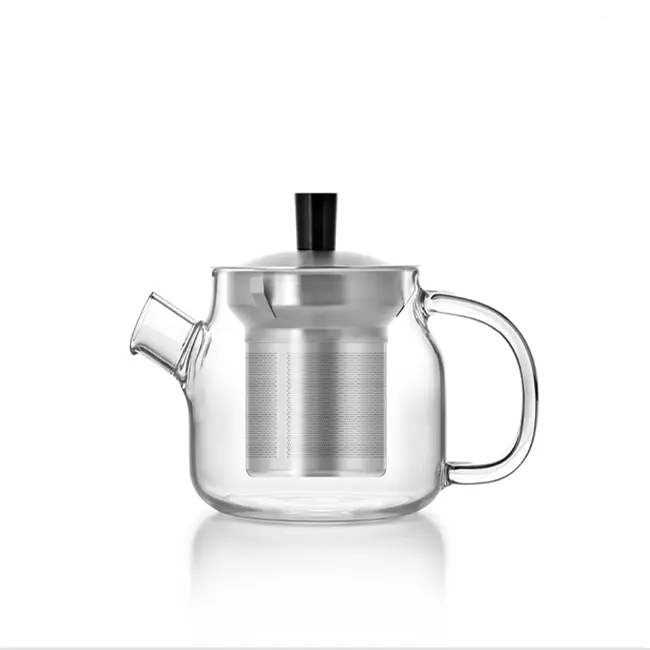 Borosilicato de acero inoxidable Infusor de té tetera de vidrio