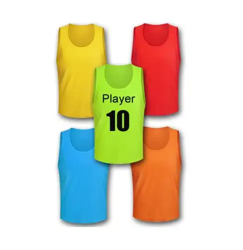 Chaleco deportivo de malla con impresión personalizada de fabricante, chaleco de fútbol, Baberos de fútbol de entrenamiento de poliéster 100% para niños y adultos