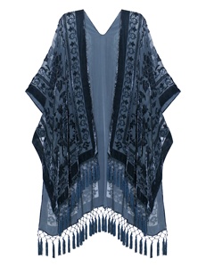 Kadife Burn Out <span class=keywords><strong>Devore</strong></span> saçaklı püskül kenar Opera Kimono ceket klasik yeşil çeşitli renkler sonbahar bir boyut şal şimdi stokta